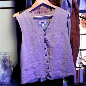 Joseph Abboud Light Tan Linen Vest, Modern cut